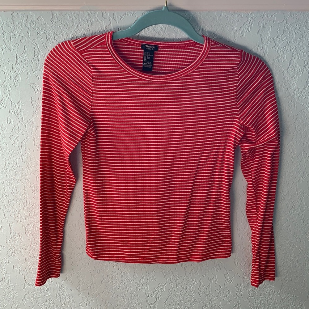 Red striped crop top